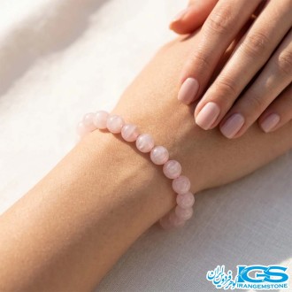 دستبند رز کوارتز مکرومه‌بافی اصل