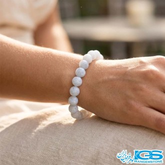 دستبند آکوامارین اصل آبی طبیعی