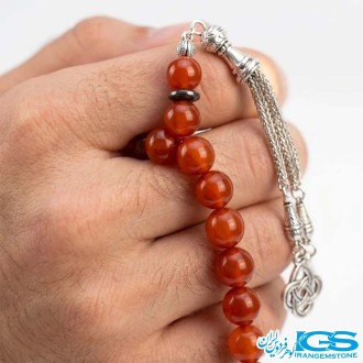 تسبیح عقیق سرخ کارنلین ۳۳ تایی