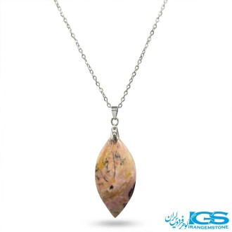 گردنبند سنگ رودونیت با زنجیر استیل