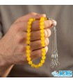 تسبیح عقیق زرد شرف الشمس ۳۳ تایی | سنگ رزق، برکت و آرامش
