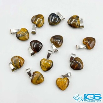 گردنبند سنگ چشم ببر قلب اصل بازنجیر استیل | نماد قدرت