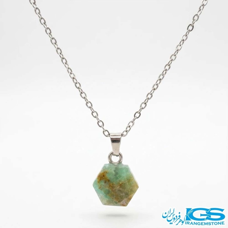 گردنبند زمرد اصل هند (بازنجیر استیل)