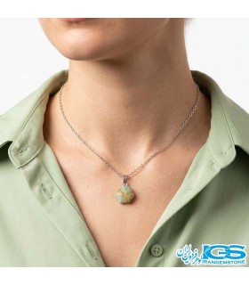 گردنبند زمرد اصل هند (بازنجیر استیل)