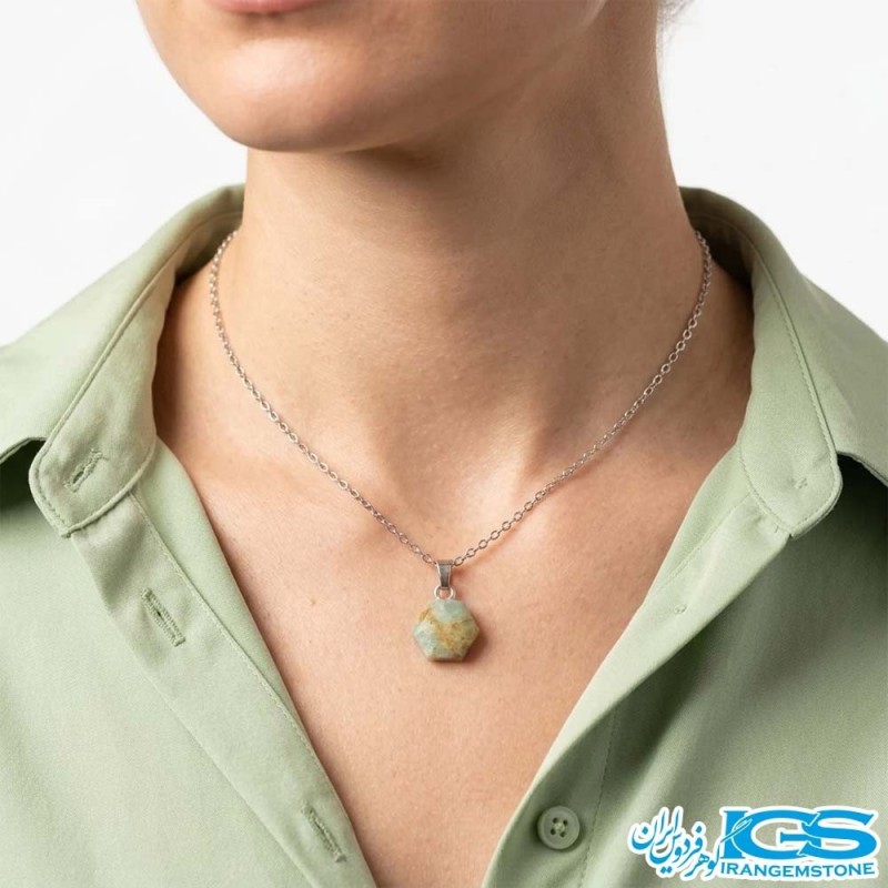 گردنبند زمرد اصل هند (بازنجیر استیل)