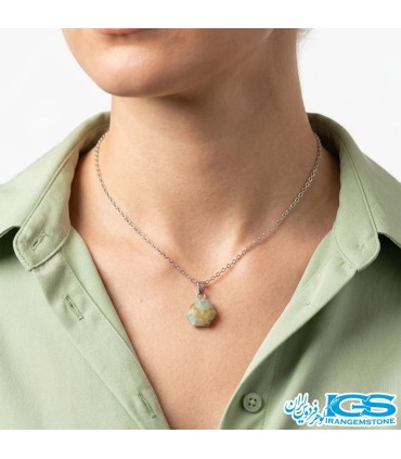 گردنبند زمرد اصل هند (بازنجیر استیل)