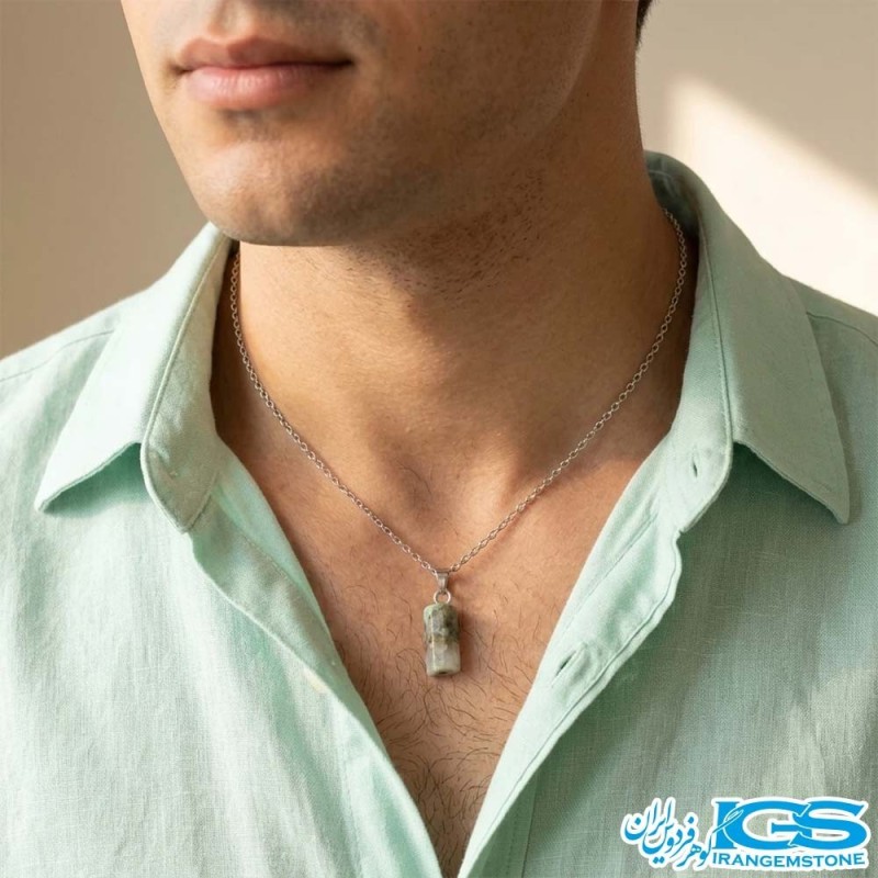 گردنبند زمرد اصل هند (بازنجیر استیل)
