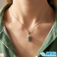 گردنبند زمرد اصل هند (بازنجیر استیل)