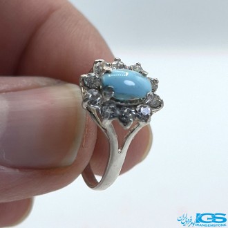 انگشتر نقره زنانه فیروزه طبیعی نیشابور TURQUOISE