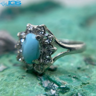 انگشتر نقره زنانه فیروزه طبیعی نیشابور TURQUOISE