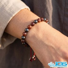 دستبند گارنت سرخ راف مکرومه بافی