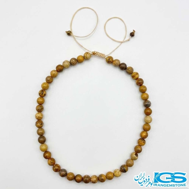 گردنبند جاسپر وود اصل مکرومه‌بافی | نماد ثبات، زمین و انرژی طبیعت