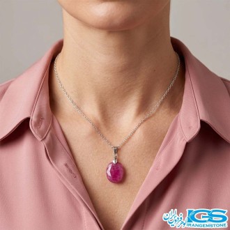 گردنبند یاقوت سرخ اصل برمه (بازنجیر استیل)