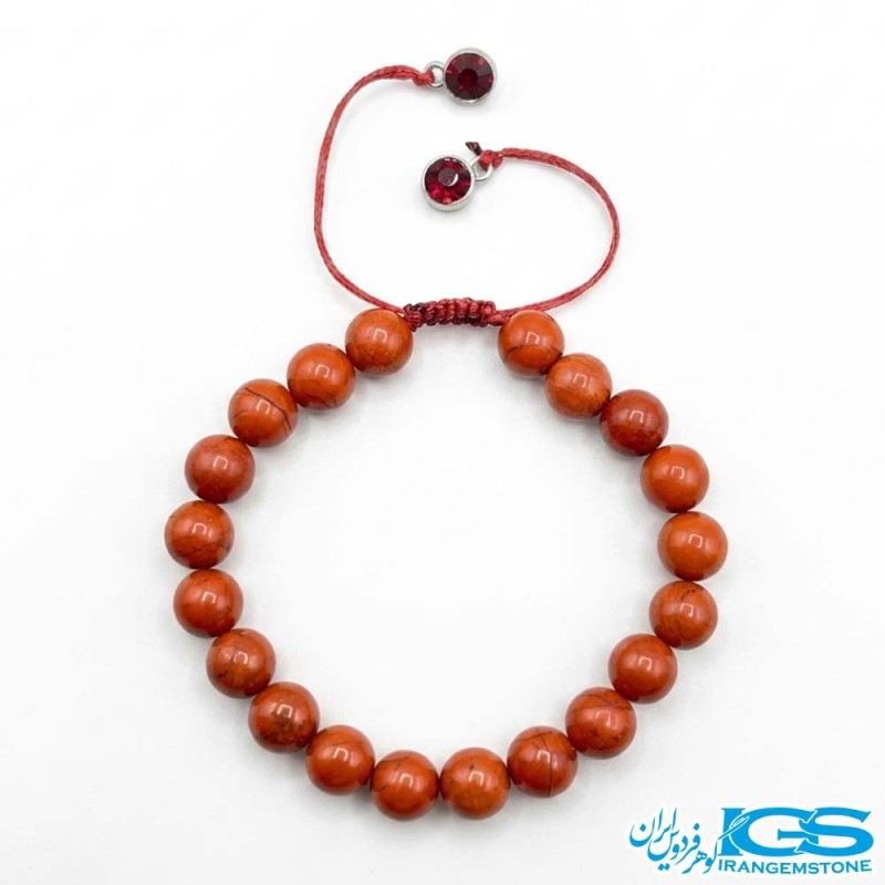 دستبند سنگ جاسپر سرخ مکرومه بافی اصل | زیبایی طبیعی و انرژی مثبت