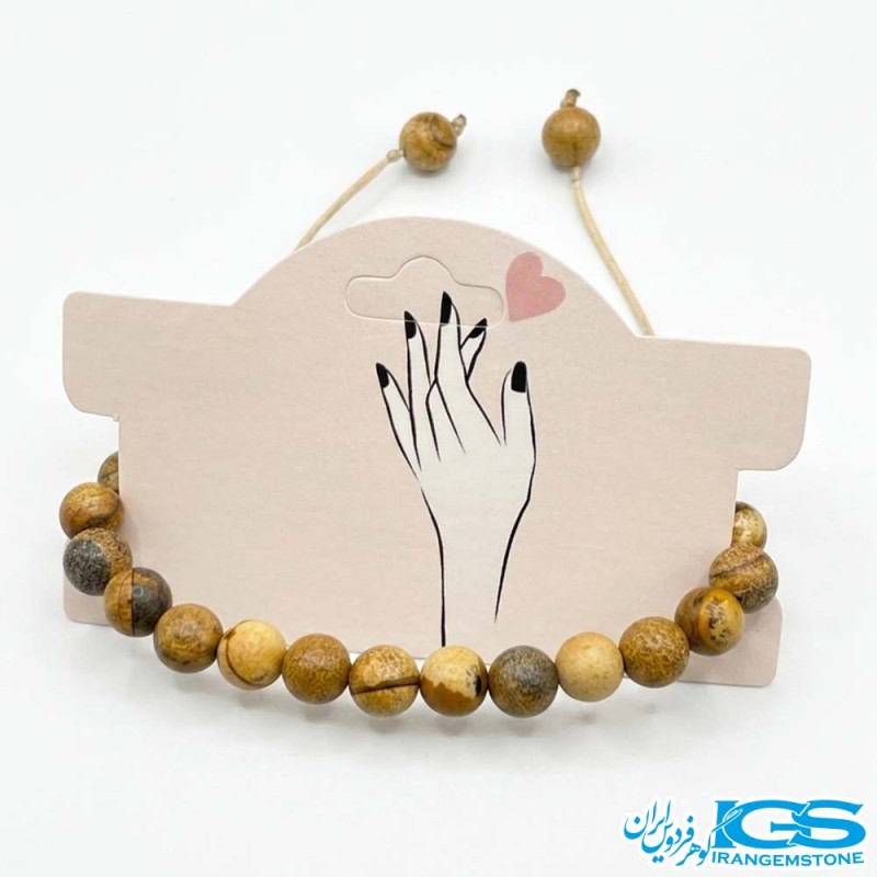 دستبند سنگ جاسپر وود مکرومه بافی اصل