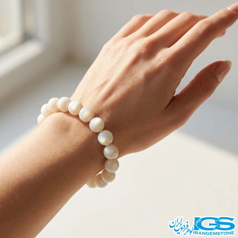 دستبند مون استون مکرومه بافی اصل