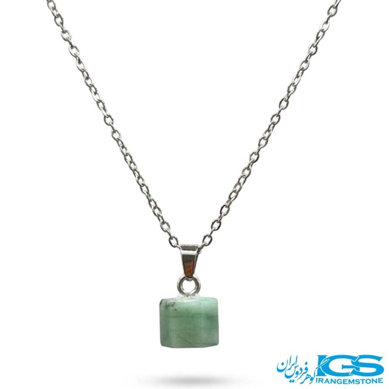 گردنبند زمرد اصل هند (بازنجیر استیل)