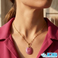 گردنبند یاقوت سرخ اصل برمه (بازنجیر استیل)