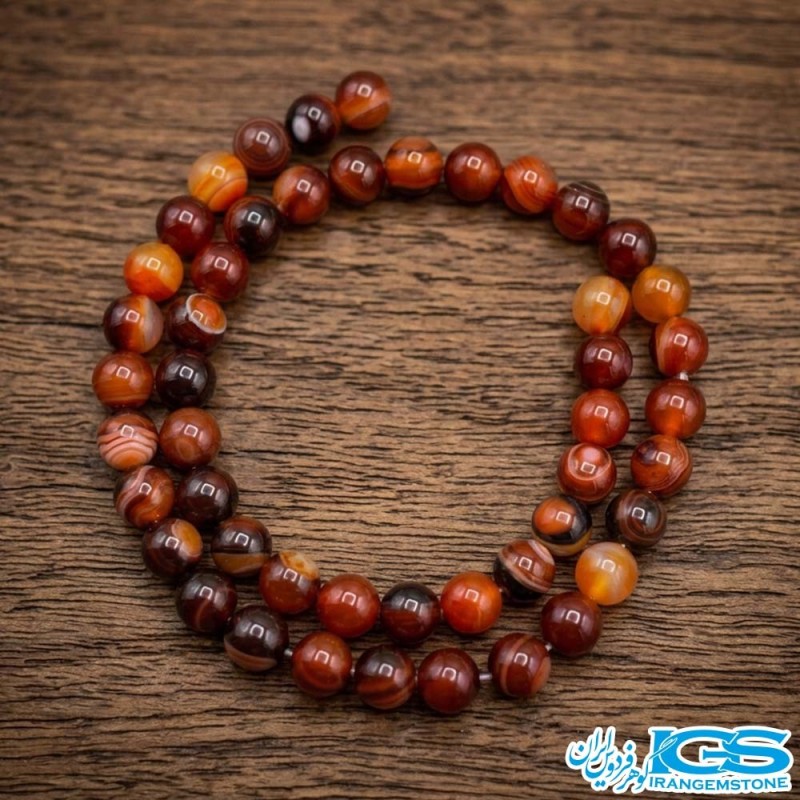 ریسه عقیق سرخ کارنلین سایز