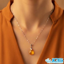 گردنبند یاقوت زرد اصل (بازنجیراستیل) | نماد ثروت، شادی