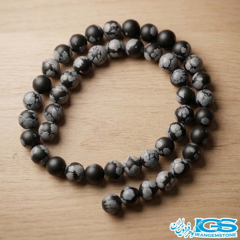 ریسه سایز 8 سنگ ابسیدین دونه برفی طبیعی