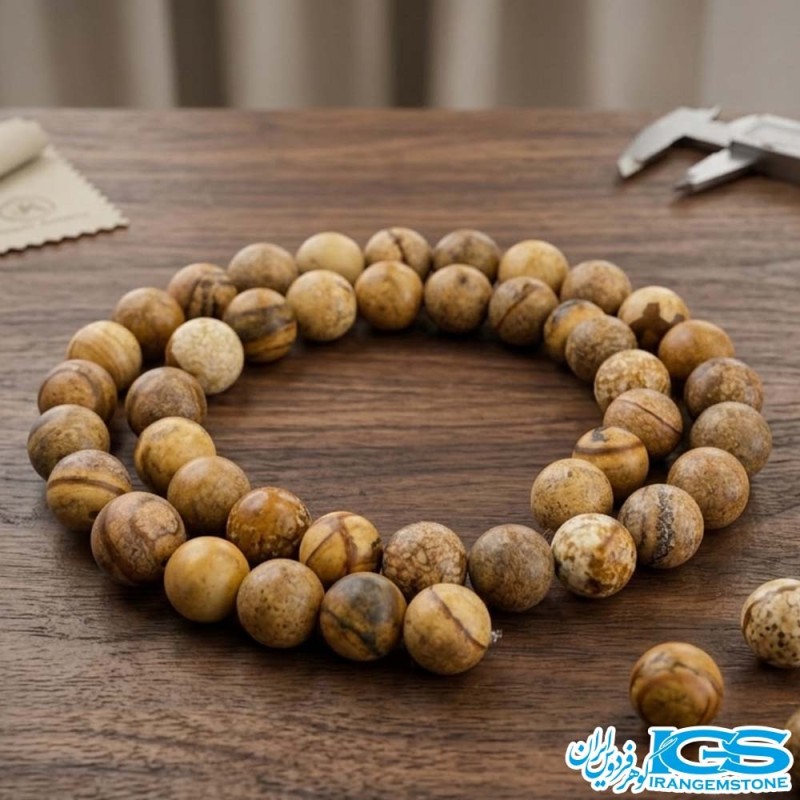 ریسه سنگ جاسپر وود سایز 8 | نماد ثبات، زمین و انرژی طبیعت