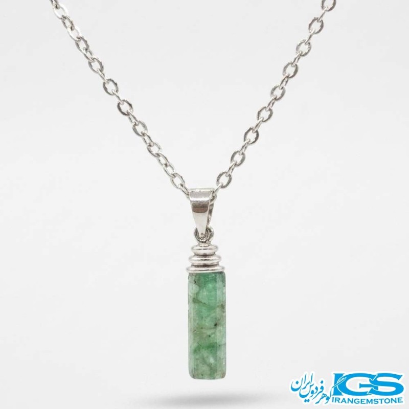 گردنبند زمرد راف اصل هند (بازنجیر استیل)