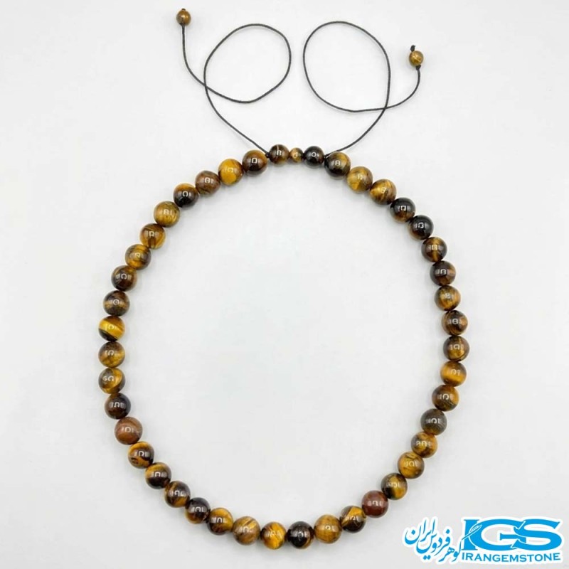گردنبند چشم ببر مکرومه بافی با مهره 10 میلی‌متری
