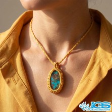 گردنبند فیروزه نیشابور اصل (مکرومه بافی)