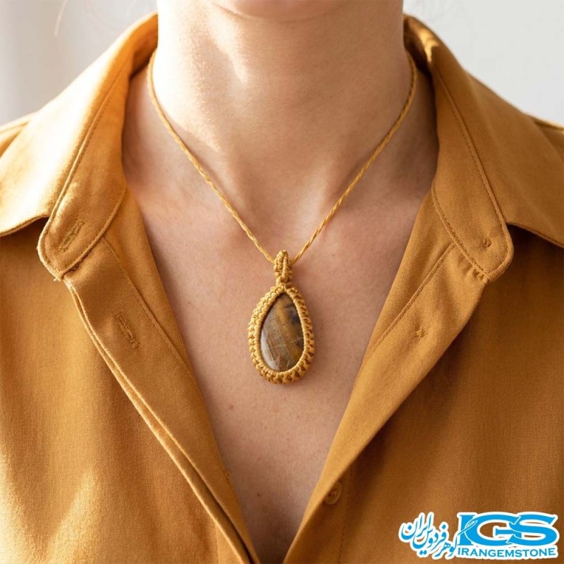 گردنبند چشم ببر اصل  مکرومه بافی - ثروت و قدرت
