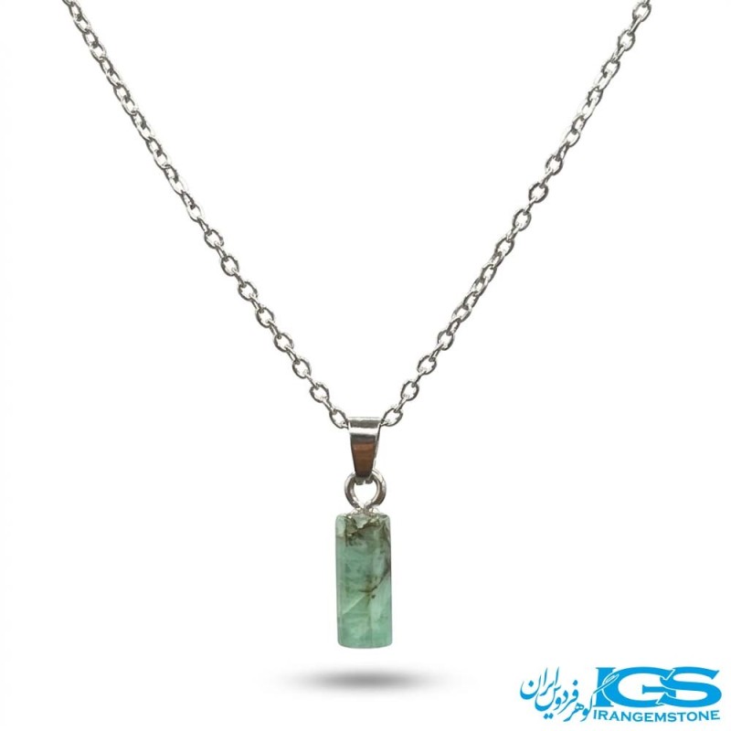 گردنبند زمرد اصل هند (بازنجیر استیل)