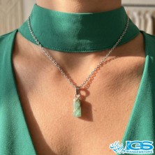 گردنبند زمرد اصل هند (بازنجیر استیل)