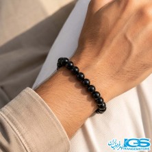 دستبند تورمالین سیاه مکرومه بافی مدل مردانه