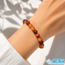 دستبند کارنلین اصل با بافت مکرومه | انرژی، خلاقیت و انگیزه