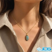 گردنبند فیروزه نیشابور اصل (بازنجیر استیل)