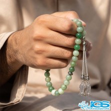 تسبیح آونتورین سبز ۳۳ دانه | سنگ آرامش قلب
