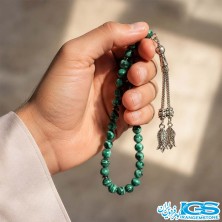 تسبیح ۳۳ دانه‌ای مالاکیت اصل ماداگاسکار گرید A مدل مردانه