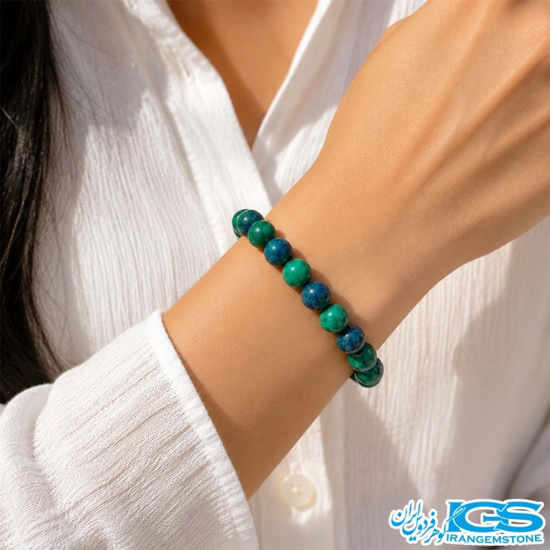 دستبند سنگ مالاکیت گرید A اصل مکرومه بافی