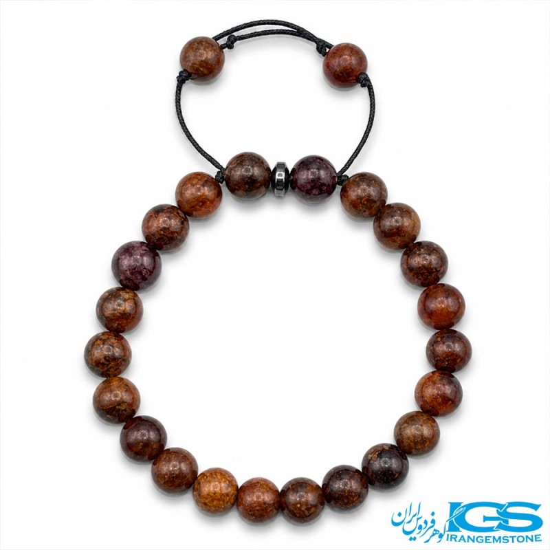دستبند گارنت سرخ اصل مکرومه‌بافی | سنگ عشق