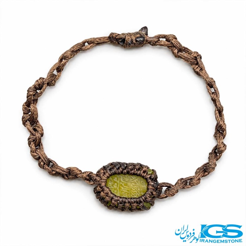 دستبند عقیق زرد شرف الشمس اصل بافی مکرومه | نماد رزق، برکت و آرامش