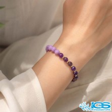 دستبند آمیتیست لوندر یاسی  و برزیلی مکرومه بافی | سنگ آرامش