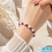 دستبند آمیتیست لوندر یاسی  و برزیلی جواهری مکرومه بافی | سنگ آرامش