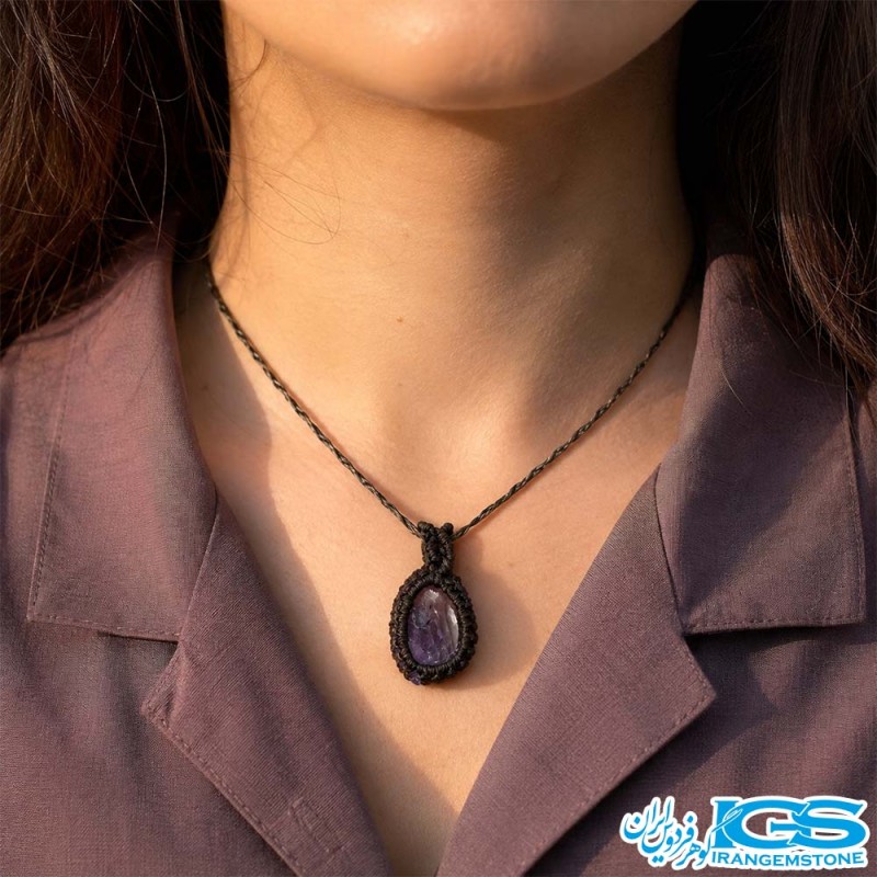 گردنبند آمیتیست مکرومه بافی