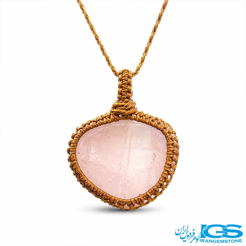 گردنبند رزکوارتز مکرومه بافی اصل | انرژی‌بخش و آرامش‌دهنده