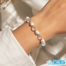دستبند کوارتز کلیر و مروارید استیل | تقویت‌کننده انرژی