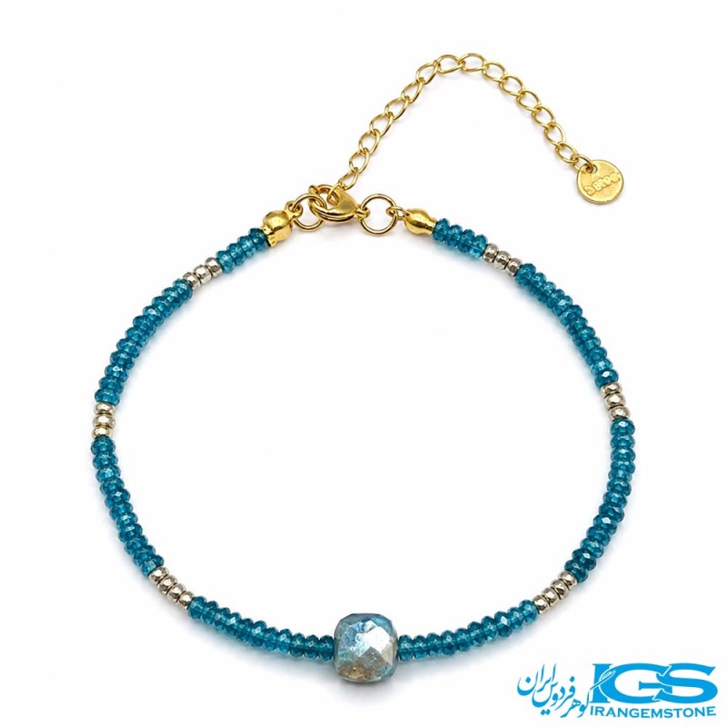 دستبند سنگی آپاتیت آبی برای چاکرای گلو