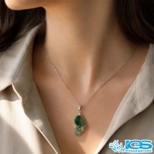 گردنبند زمرد راف اصل هند (بازنجیر استیل)