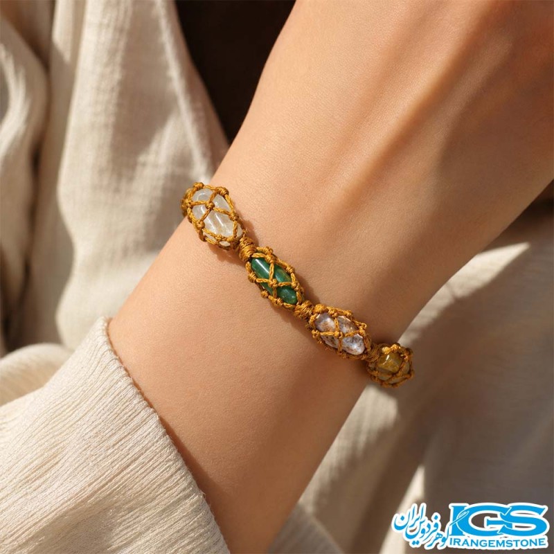 دستبند هفت چاکرا مکرومه بافی