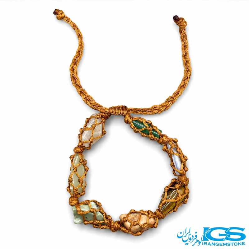 دستبند هفت چاکرا مکرومه بافی