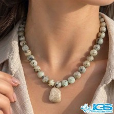 گردنبند آمازونیت اصل مکرومه بافی | شانس رونق کسب‌وکار